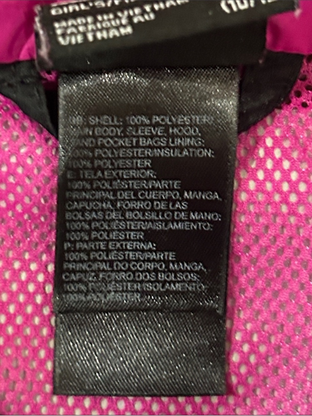 The North Face Girls Black Jacket with Pink Lining and White Accents - Picture 5 of 8